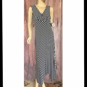 Chicos Stripe Dress Black White Sleeveless Size 1